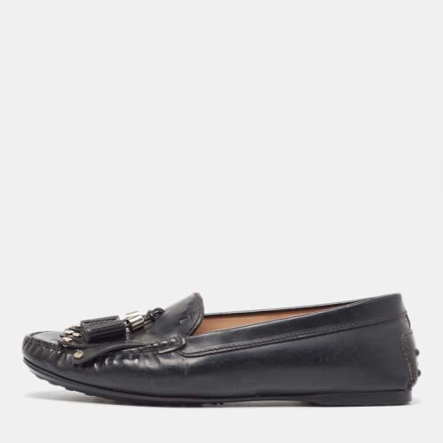 Tod's Black Patent Leather Tessal Fringe Detail Slip On Loafers Size 38.5 - Tod's - Modalova