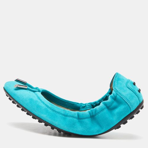 Turquoise Suede Scrunch Ballet Flats Size 37.5 - Tod's - Modalova