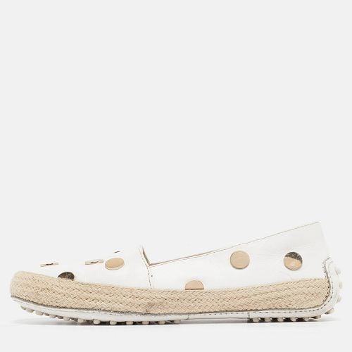 Tod's White Leather Studded Slip On Espadrille Flats Size 35 - Tod's - Modalova