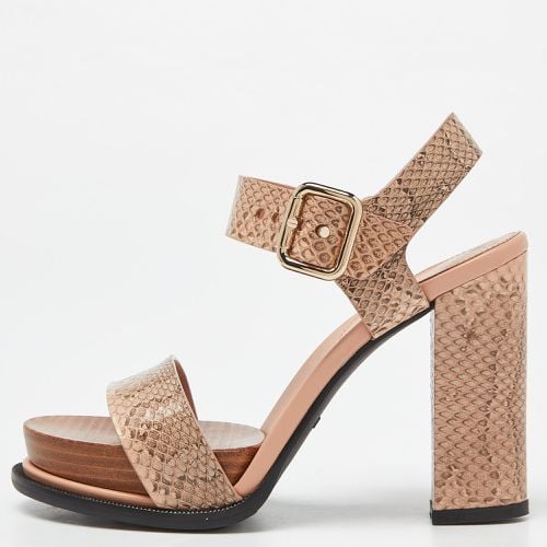 Tod's Brown/Peach Watersnake Leather Block Heel Platform Sandals Size 36 - Tod's - Modalova