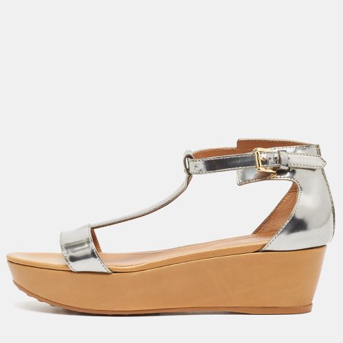 Tod's Sliver Leather Wedge Ankle Strap Sandals Size 39 - Tod's - Modalova