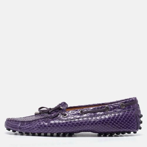 Tod's Purple Python Bow Slip On Loafers Size 38.5 - Tod's - Modalova