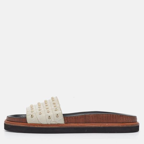 Croc Embossed Leather Studded Flat Slides Size 37 - Tod's - Modalova