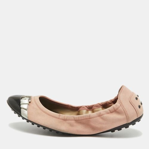 Tod's Pink Suede and Patent Leather Buckle Detail Scrunch Ballet Flats Size 39.5 - Tod's - Modalova