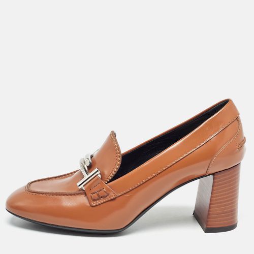 Tod's Brown Leather Block Heel Loafer Pumps Size 37 - Tod's - Modalova