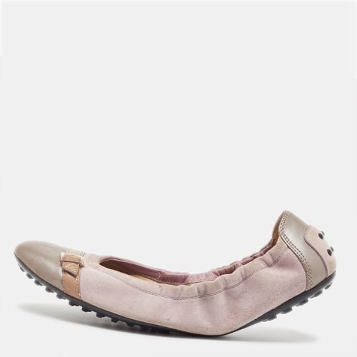 Tod's Purple Leather and Suede Scrunch Ballet Flats Size 40.5 - Tod's - Modalova