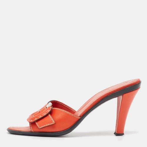 Tod's Orange Leather Slide Sandals Size 38.5 - Tod's - Modalova