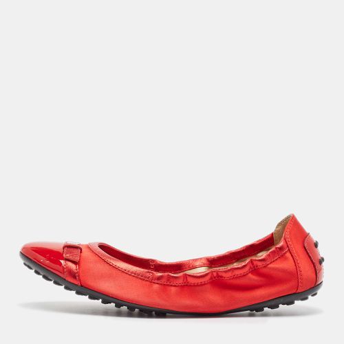 Tod's Red Satin and Patent Scrunch Ballet Flats Size 38.5 - Tod's - Modalova