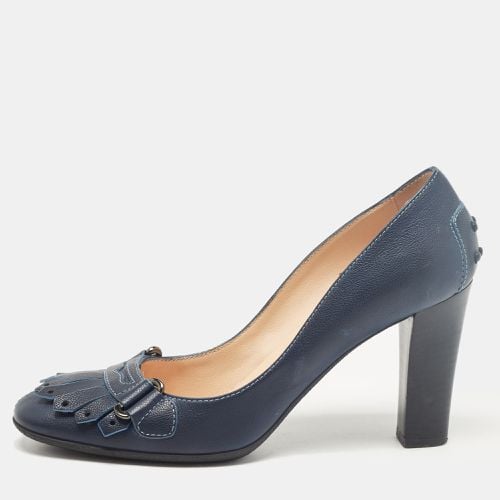 Tod's Navy Blue Leather Fringe Detail Pumps Size 38.5 - Tod's - Modalova