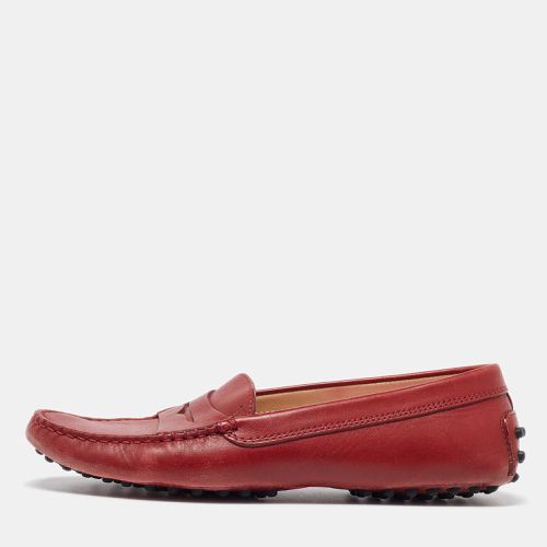 Tod's Dark Red Leather Penny Loafers Size 37 - Tod's - Modalova