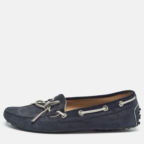 Tod's Navy Blue Suede Gommino Loafers Size 38 - Tod's - Modalova