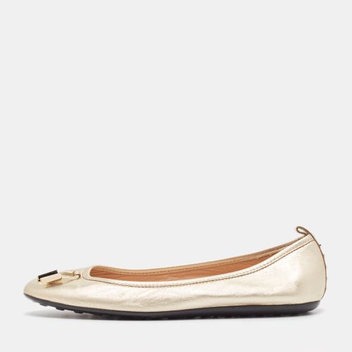 Tod's Metallic Gold Leather Ballet Flats Size 37 - Tod's - Modalova