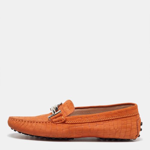 Tod's Orange Croc Embossed Leather Double T Loafers Size 36 - Tod's - Modalova