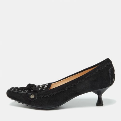 Tod's Black Suede Studded Kitten Heel Loafer Pumps Size 38.5 - Tod's - Modalova