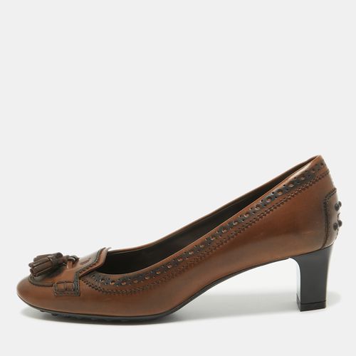 Tod's Brown Leather Tassel Detail Loafer Pumps Size 37.5 - Tod's - Modalova