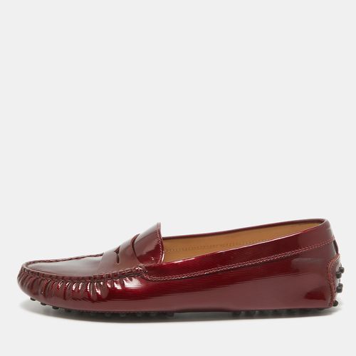 Tod's Burgundy Patent Leather Penny Loafers Size 37.5 - Tod's - Modalova