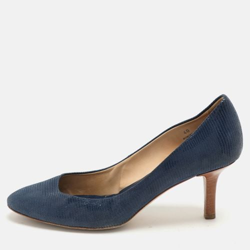 Tod's Blue Lizard Embossed Leather Round Toe Pumps Size 40 - Tod's - Modalova