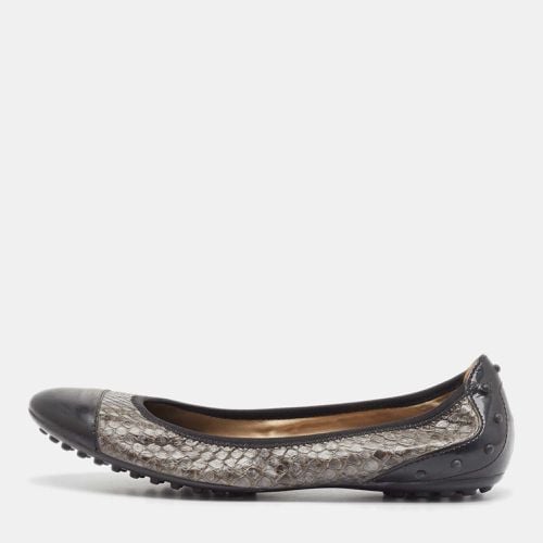 Tod's Black/Brown Patent and Python Leather Ballet Flats Size 36.5 - Tod's - Modalova