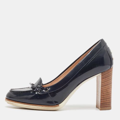 Tod's Navy Blue Patent Leather Block Heel Pumps Size 39.5 - Tod's - Modalova