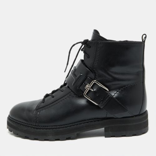 Tod's Black Leather Buckle Accented Combat Ankle Length Boots Size 39 - Tod's - Modalova