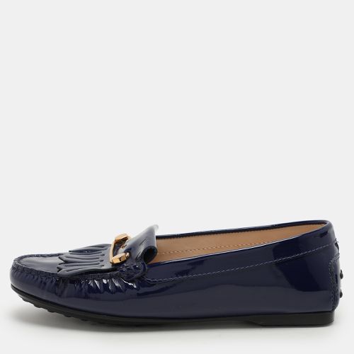 Tod's Blue Patent Leather Fringe Detail Loafers Size 35.5 - Tod's - Modalova