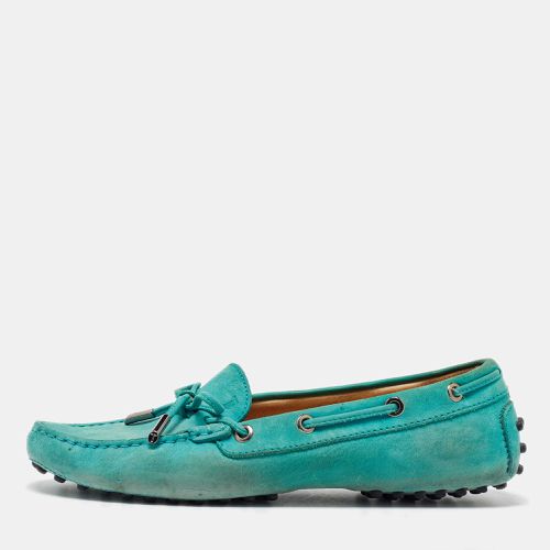 Tod's Turquoise Blue Bow Slip on Loafers Size 37.5 - Tod's - Modalova