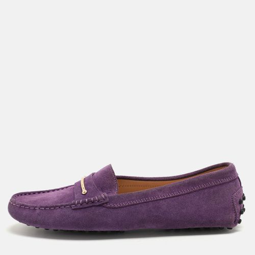 Tod's Purple Suede Embellished Loafers Size 38.5 - Tod's - Modalova