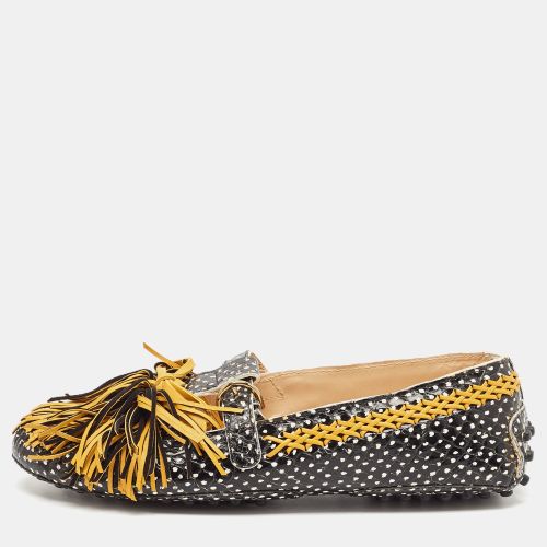 Tod's Black/Brown Python Embossed Leather Gommino Driver Loafers Size 36 - Tod's - Modalova