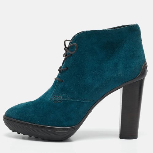 Tod's Blue Suede Lace Up Ankle Length Boots Size 39.5 - Tod's - Modalova