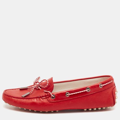 Tod's Red Leather Gommino Slip On Loafers Size 38.5 - Tod's - Modalova