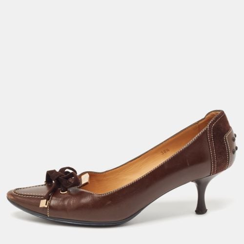 Tod's Brown Leather Bow Loafer Pumps Size 38.5 - Tod's - Modalova