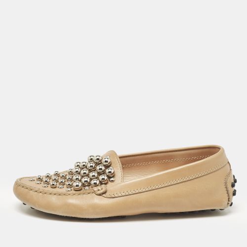 Tod's Beige Leather Studded Slip On Loafers Size 35 - Tod's - Modalova