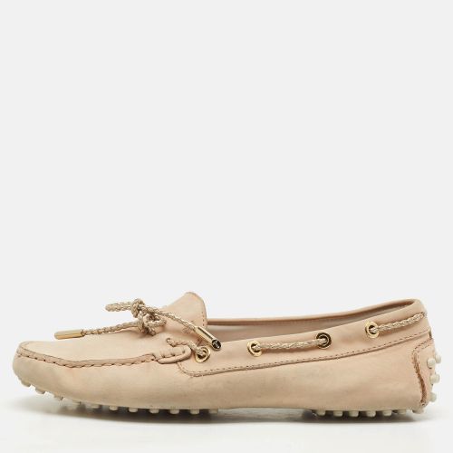 Tod's Beige Nubuck Leather Tied Lace Loafers Size 37 - Tod's - Modalova