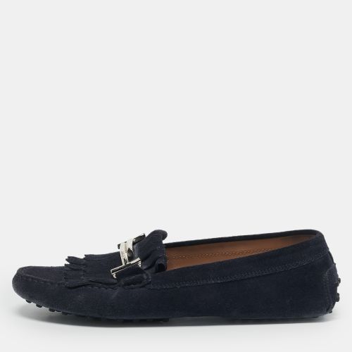 Tod's Navy Blue Suede Bit Fringe Loafers Size 39,5 - Tod's - Modalova