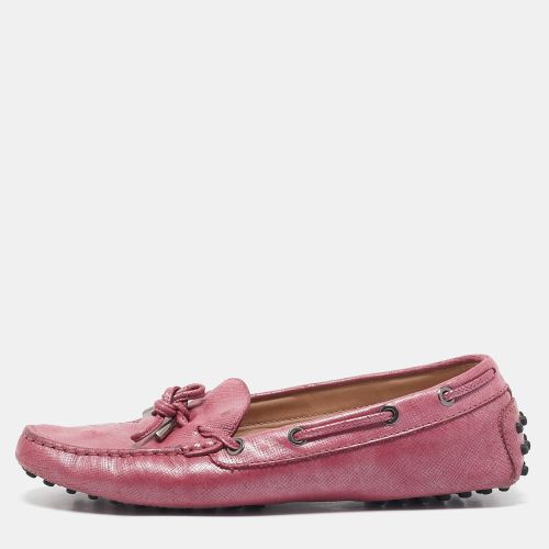 Tod's Metallic Pink Leather Bow Slip On Loafers Size 38 - Tod's - Modalova