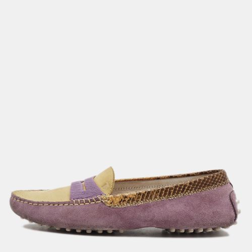 Size 36.5 /Yellow Suede And Python Leather Loafers - Tod's - Modalova