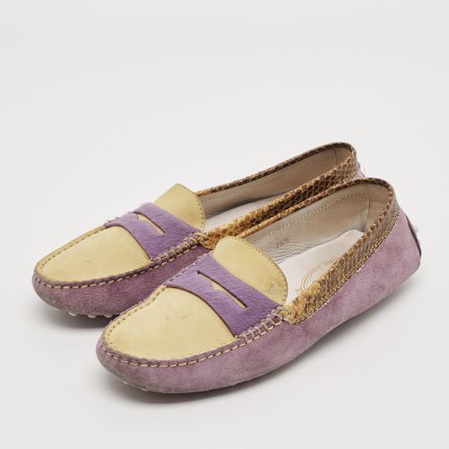 Size 36.5 /Yellow Suede And Python Leather Loafers - Tod's - Modalova