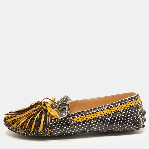 Gommino Size 38 Tricolor Python Embossed Leather Fringe Driver Loafers - Tod's - Modalova