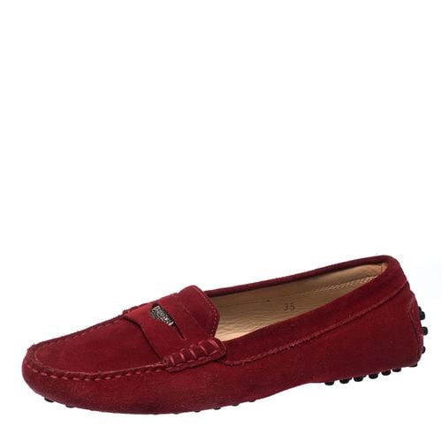 Tod's Red Suede Leather Penny Slip On Loafers Size 35 - Tod's - Modalova