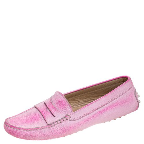 Tod's Pink Leather Penny Slip On Loafers Size 37.5 - Tod's - Modalova