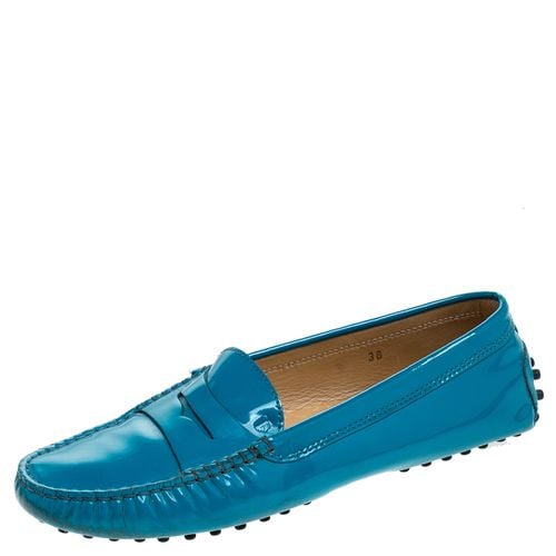 Tod's Blue Patent Leather Penny Slip On Loafers Size 38 - Tod's - Modalova