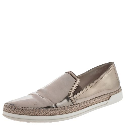 Tod's Metallic Rose Gold Patent Leather Slip On Espadrilles Sneakers Size 37.5 - Tod's - Modalova