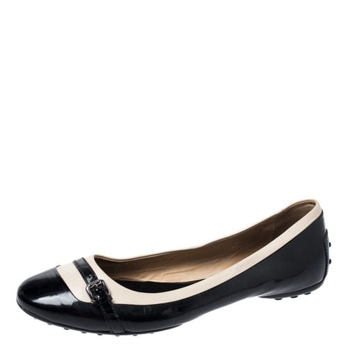 Tod's Black/White Patent Leather And Leather Buckle Detail Ballet Flats Size 40 - Tod's - Modalova