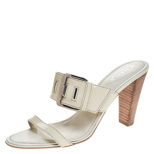 Tod's White Patent Leather Peggy Buckle Slide Sandals Size 41 - Tod's - Modalova