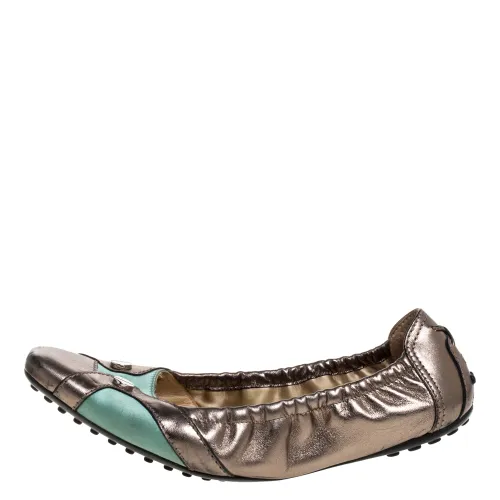Green Leather Scrunch Ballet Flats Size 38.5 - Tod's - Modalova