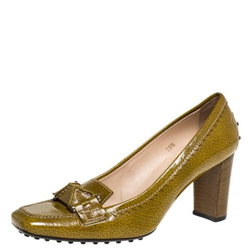 Tod's Yellow/Green Patent Leather Square Toe Loafer Pumps Size 39.5 - Tod's - Modalova