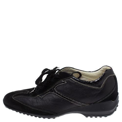 Leather, Suede and Python Trim Lace Low Top Sneakers Size 36 - Tod's - Modalova