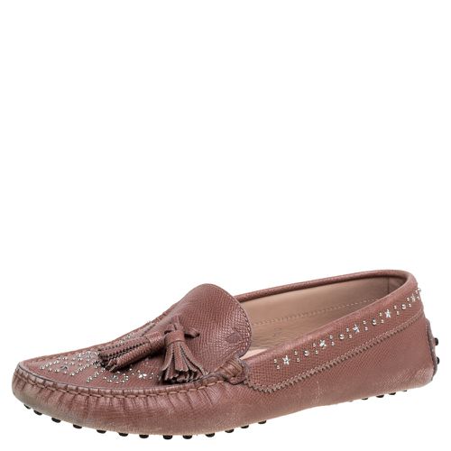 Tod's Blush Pink Leather Tassel Embellished Loafers Size 39 - Tod's - Modalova