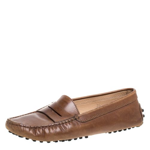 Tod's Brown Leather Penny Slip On Loafers Size 35 - Tod's - Modalova