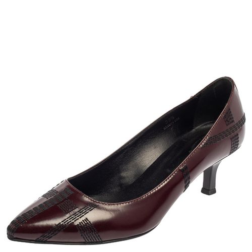 Tod's Burgundy Leather Embroidered Pointed Toe Pumps Size 38.5 - Tod's - Modalova